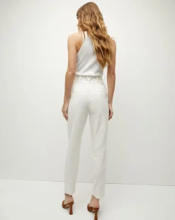 Sofia Stretch-Linen Pant in Off-White