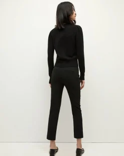 Solene Rhinestone-Button Cashmere Cardigan in Black