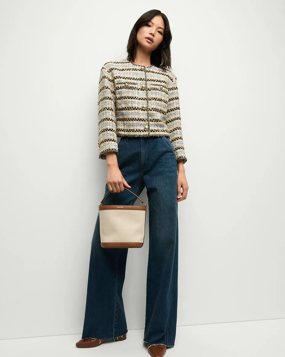 Sumira Metallic Tweed Jacket in Blue/Ivory