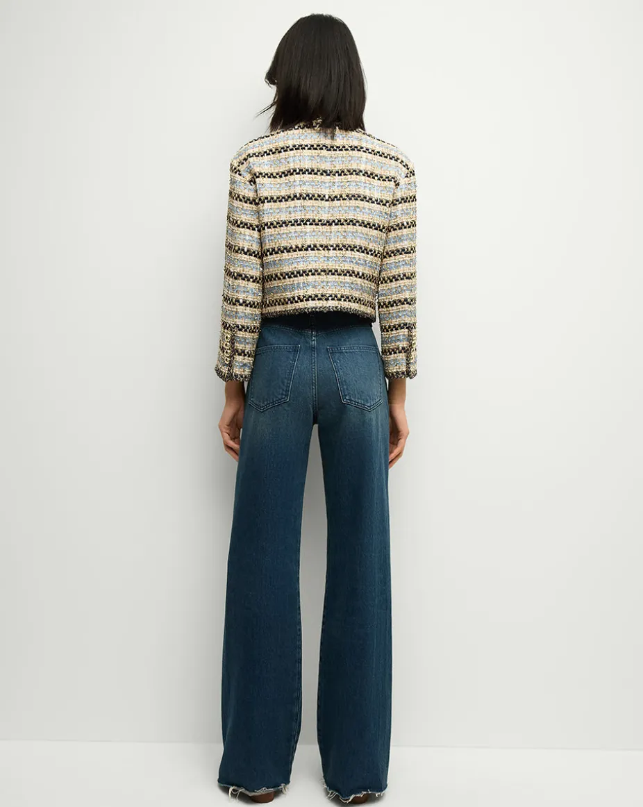 Sumira Metallic Tweed Jacket in Blue/Ivory