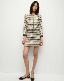 Sumira Metallic Tweed Jacket in Blue/Ivory