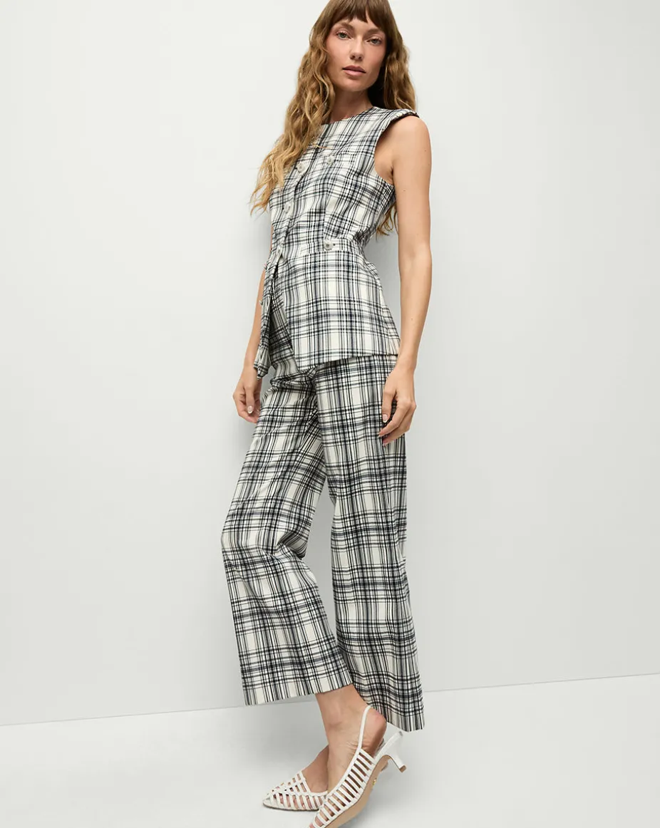 Tamara Plaid Vest in Ivory & Navy