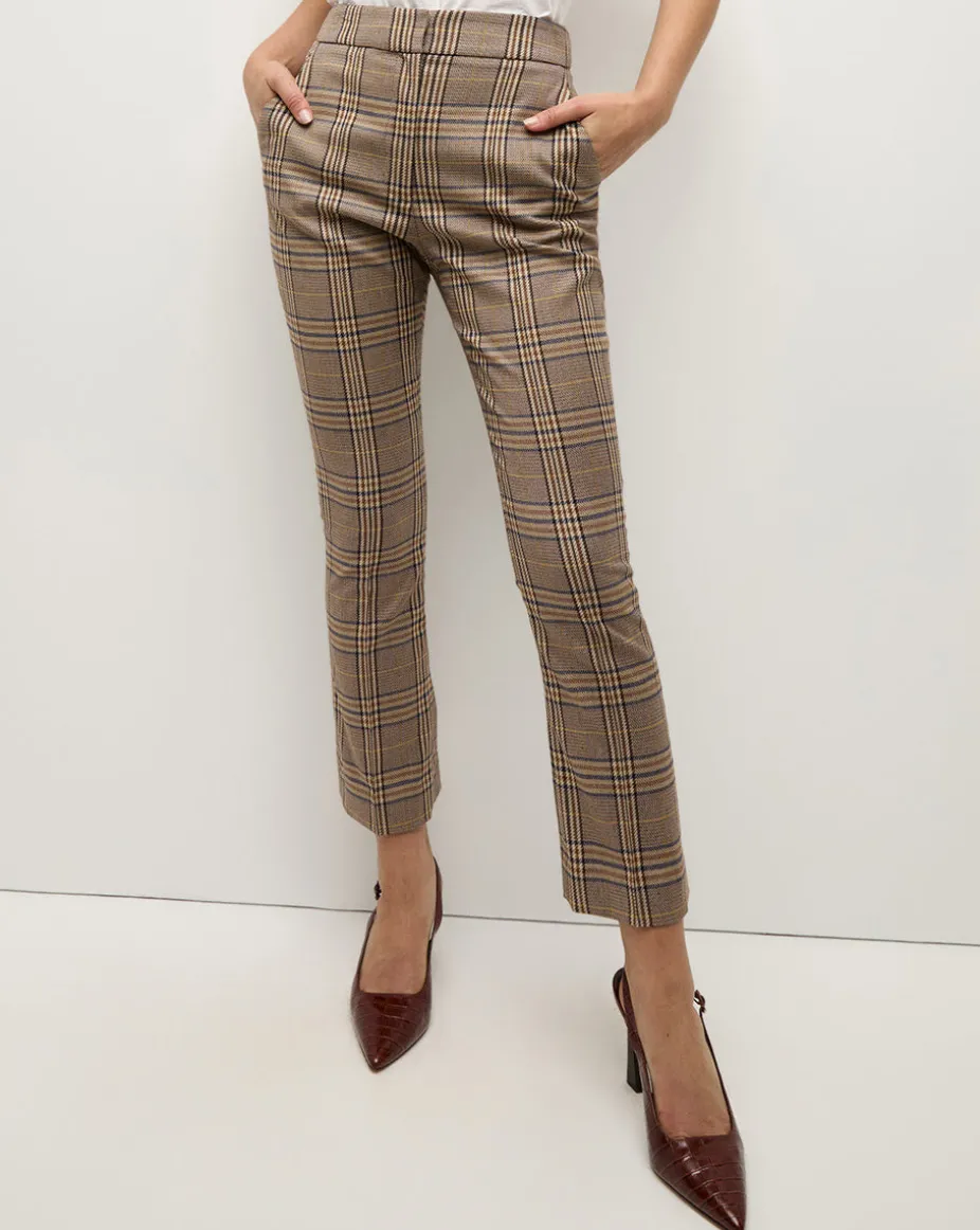 Tani High Waisted Plaid Pant in Brown Check