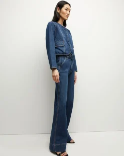 Taylor Belted Wide-Leg Jean in Dusted Oxford