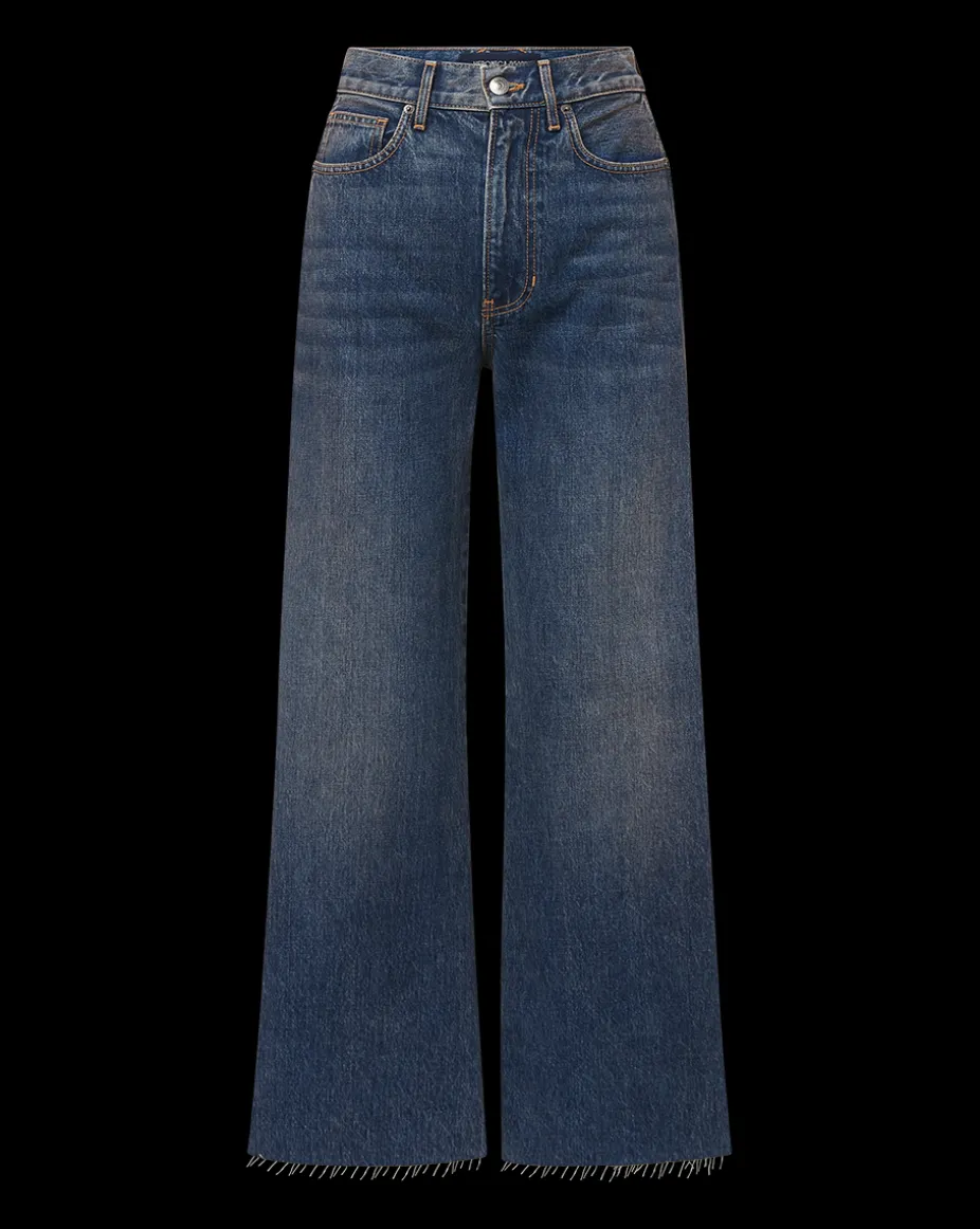 Taylor Cropped Wide-Leg Jeans in Dark Blue