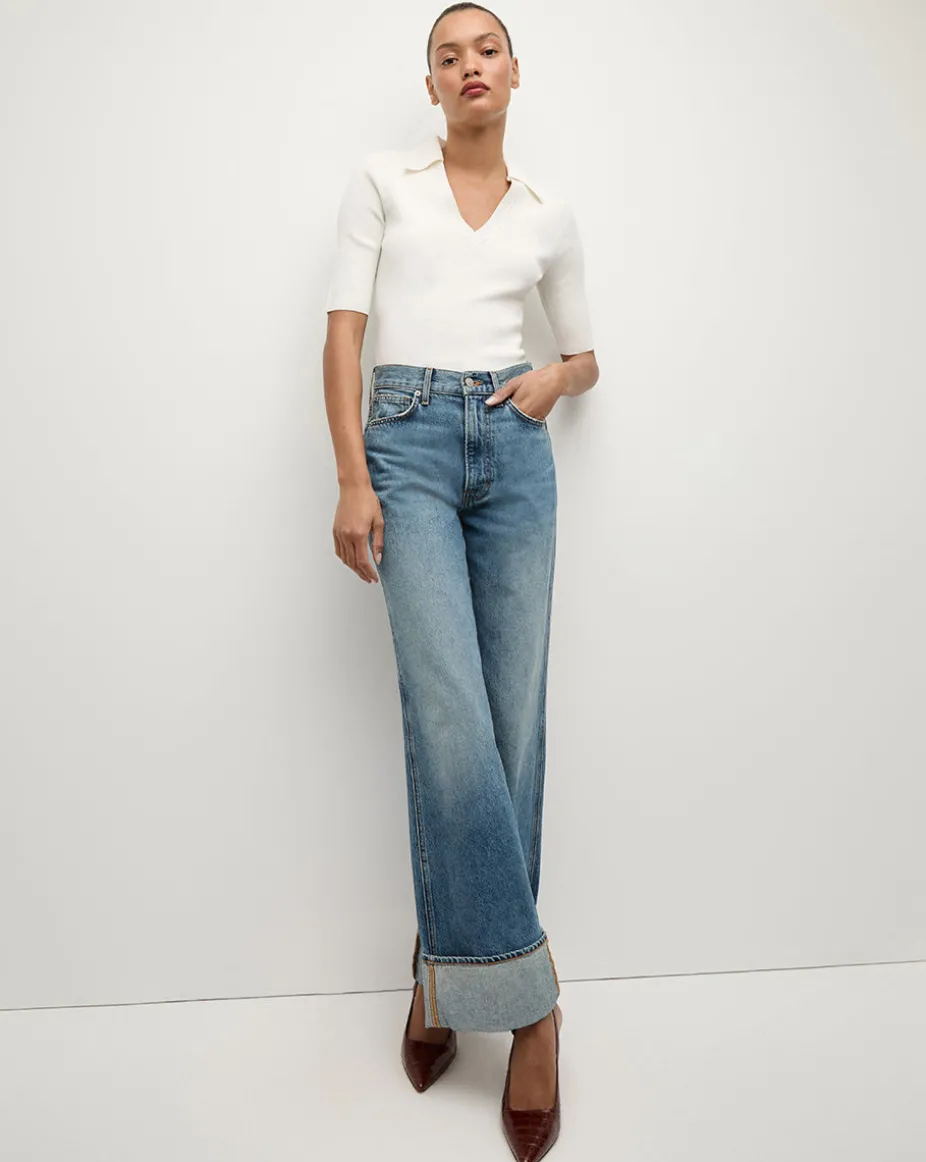 Taylor Cuffed Wide-Leg Jean | Medium Wash Blue Jeans