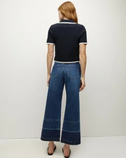 Taylor Released Hem Cropped Wide-Leg Jean in Bright Blue