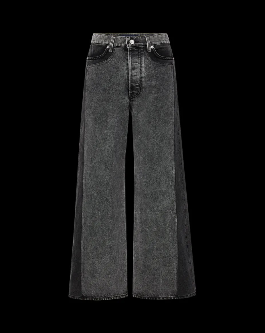 Taylor Two-Tone Cropped Wide-Leg Jean in Volcanic Stone Colorblock