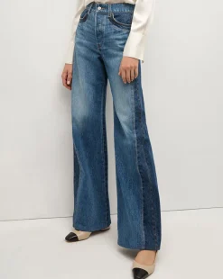Taylor Two-Tone Wide-Leg Jean in Light & Medium Blue