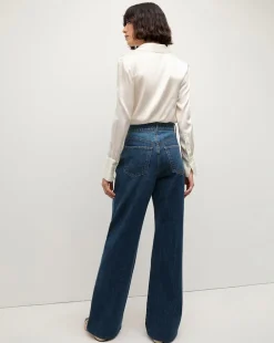 Taylor Two-Tone Wide-Leg Jean in Light & Medium Blue