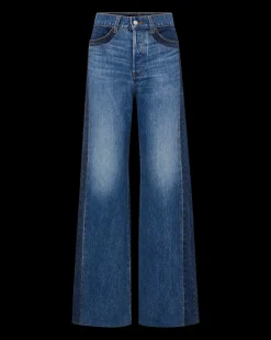 Taylor Two-Tone Wide-Leg Jean in Light & Medium Blue
