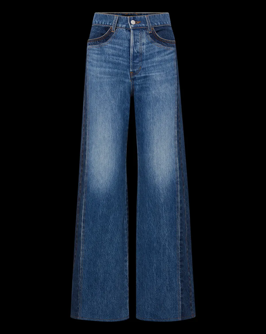 Taylor Two-Tone Wide-Leg Jean in Light & Medium Blue