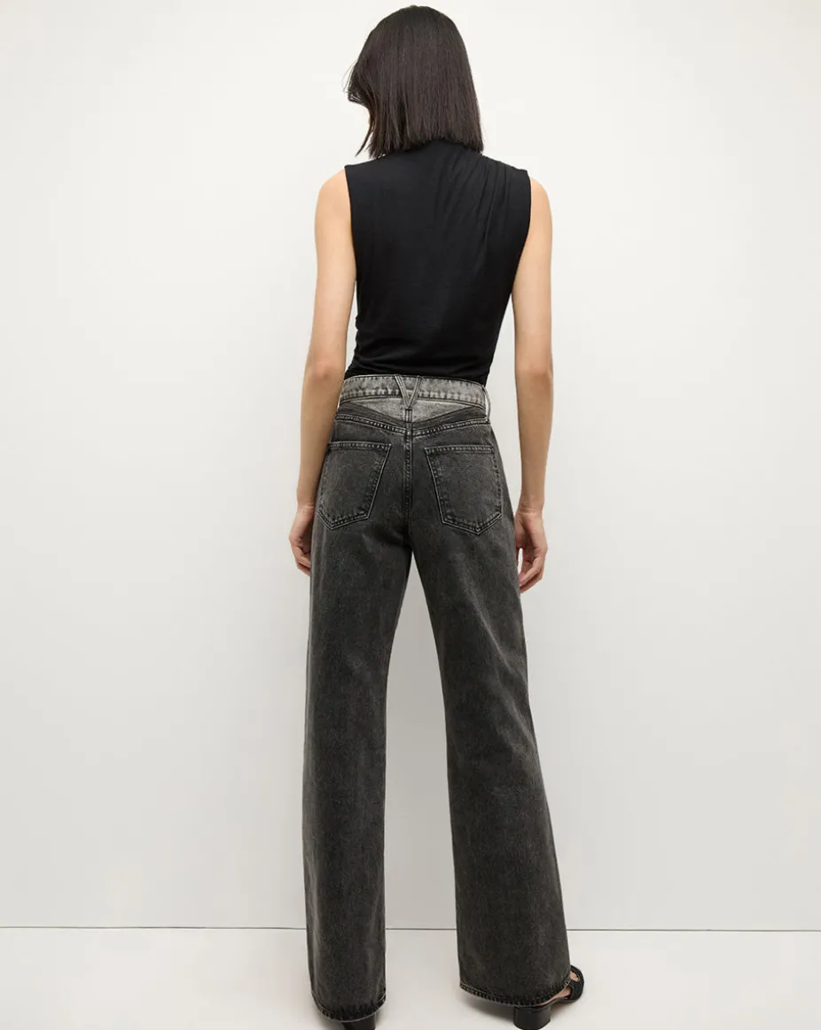 Taylor Two-Tone Wide-Leg Jean in Volcanic Stone Colorblock