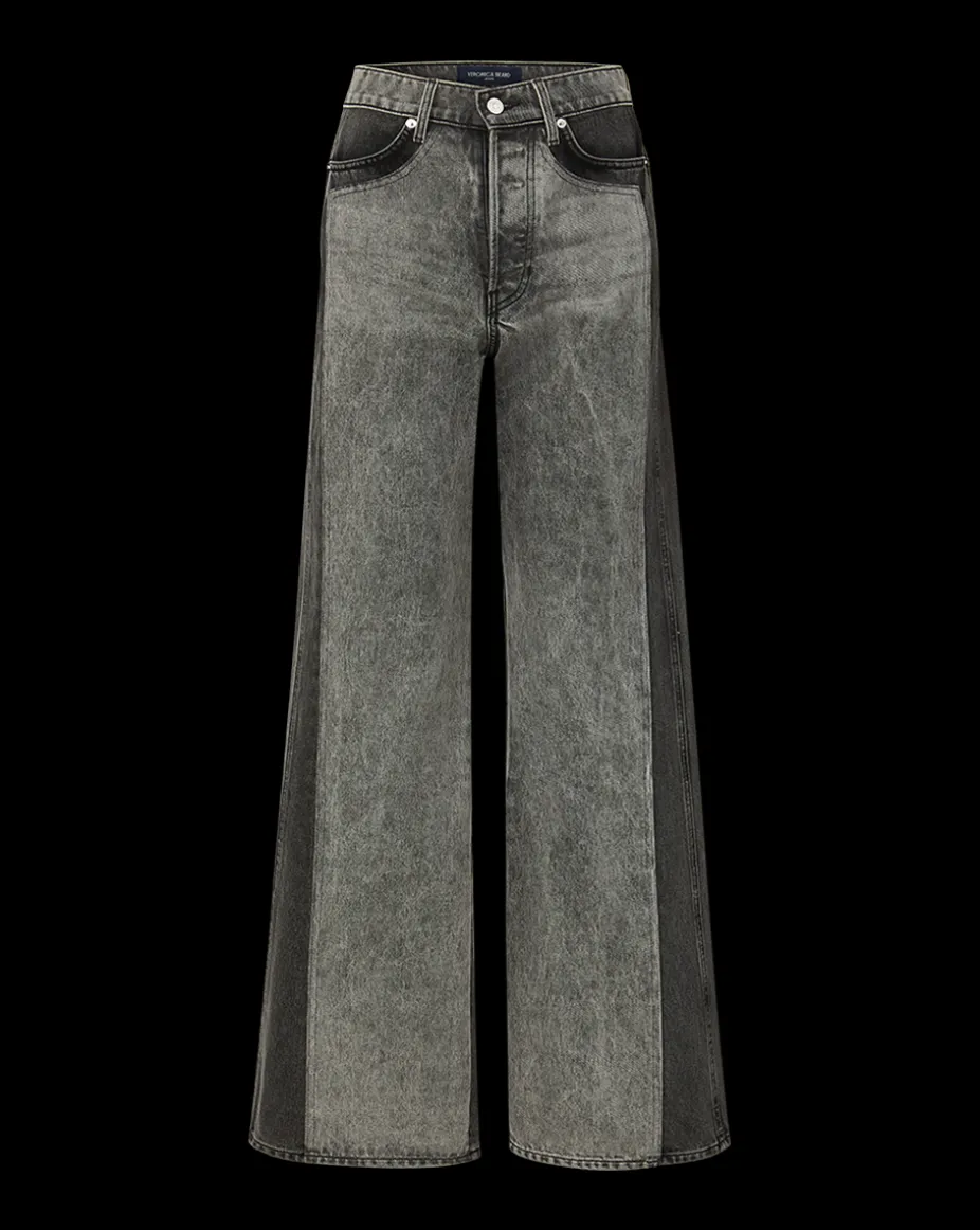 Taylor Two-Tone Wide-Leg Jean in Volcanic Stone Colorblock