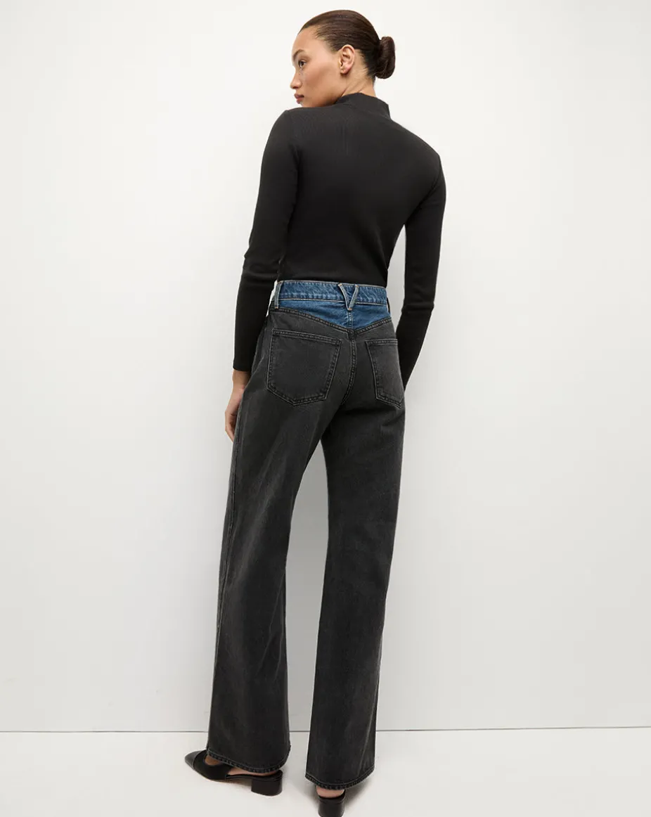 Taylor Two-Tone Wide-Leg Jean in Blue Moon Colorblock