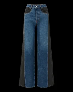 Taylor Two-Tone Wide-Leg Jean in Blue Moon Colorblock