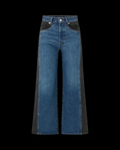 Taylor Two-Tone Wide-Leg Jean in Blue Moon Colorblock