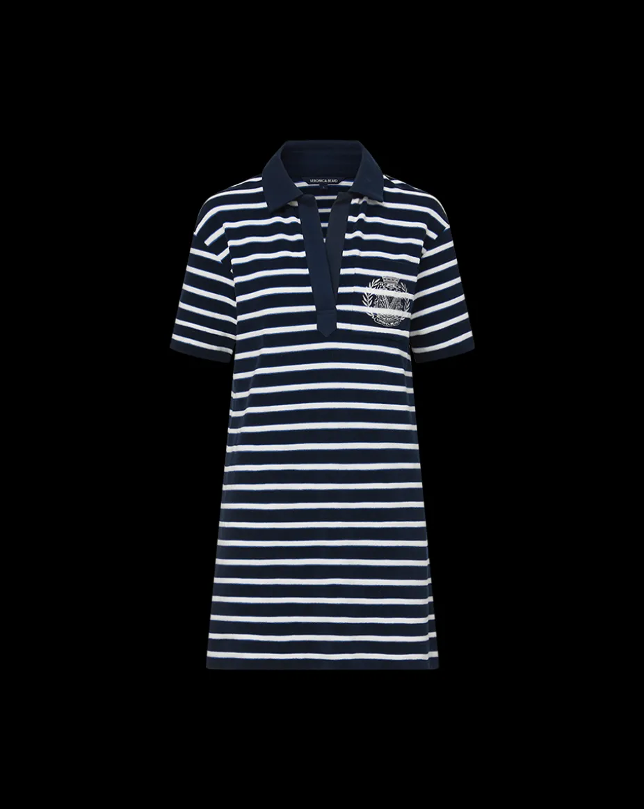 Terrence Terrycloth Dress in Marine/Off-White/Blue Surf