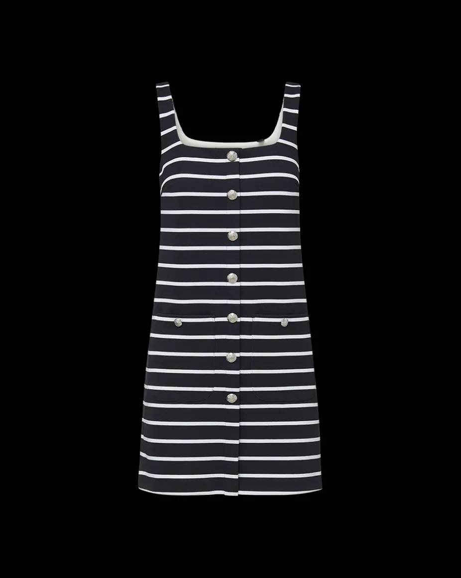 Tibbie Knit Dress in Navy/White