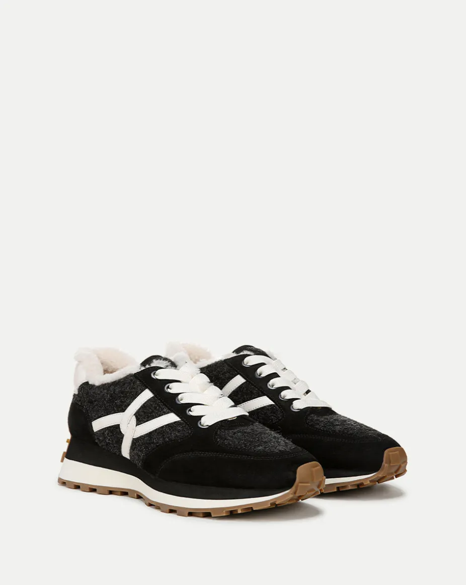 Valentina Shearling Sneaker in Black