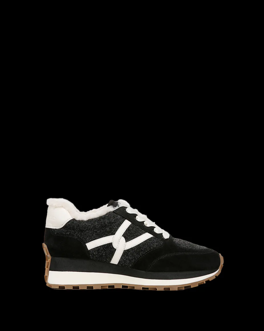 Valentina Shearling Sneaker in Black
