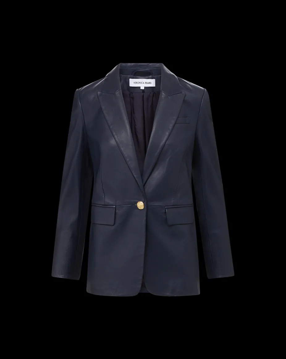 Vega Leather Dickey Jacket in Navy