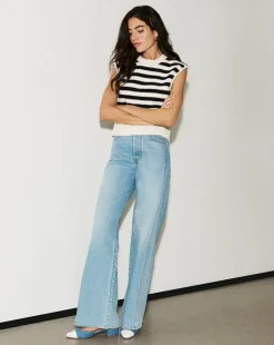 Vera Cotton Tank in Off-White/Black