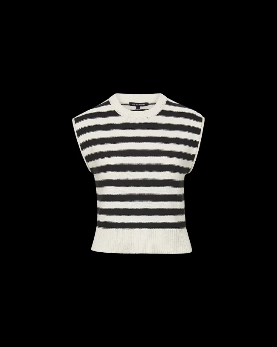 Vera Cotton Tank in Off-White/Black