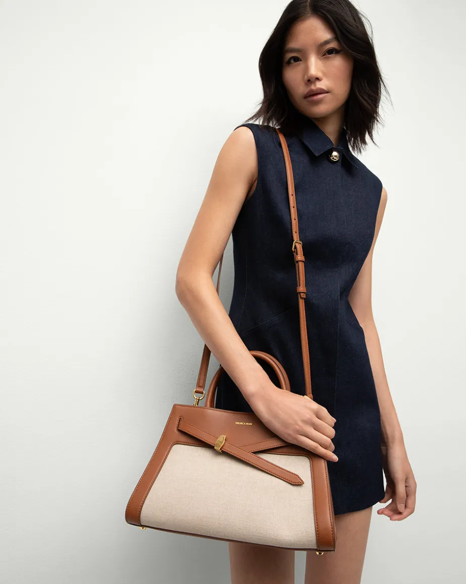 Veronica Beard Canvas Dash Bag in Linen & Tan