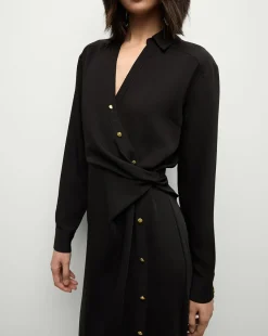 Wright Midi Dress in Black | Shirt Dress