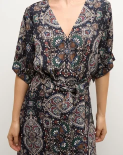 Wyatt Kaleidoscope-Print Dress in Navy Multi
