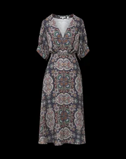 Wyatt Kaleidoscope-Print Dress in Navy Multi